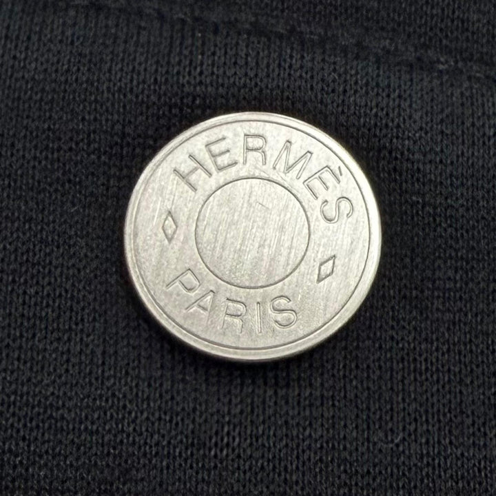 Great HERMES Pants Serie button black cotton mens 44 32-5422