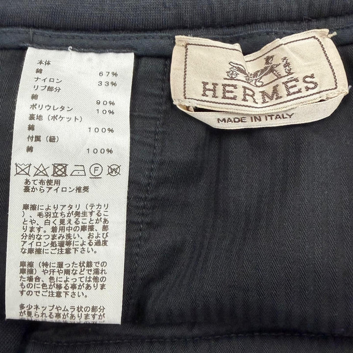 Great HERMES Pants Serie button black cotton mens 44 32-5422