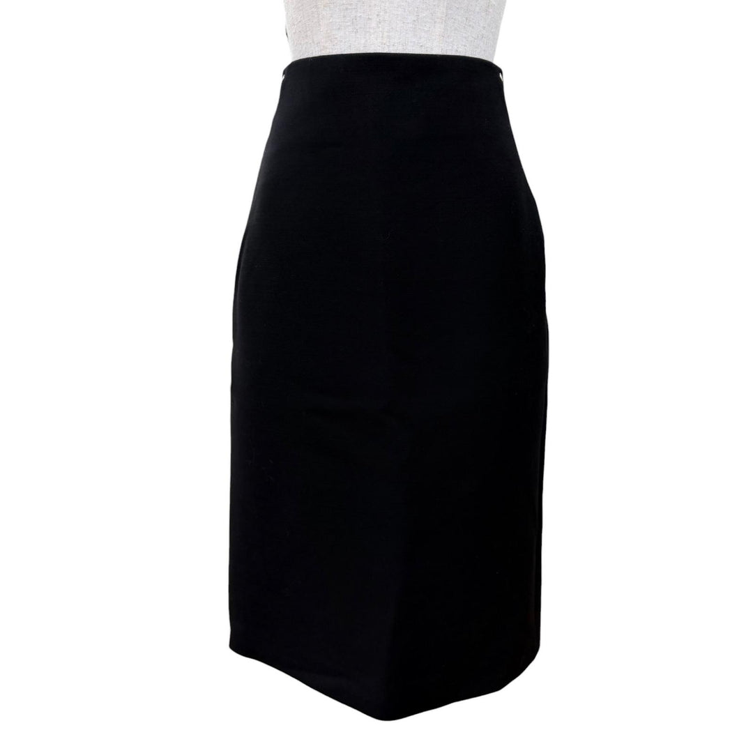 Excellent HERMES Tight Skirt Serie Metal Knee-Length black wool 40 3H0316DX