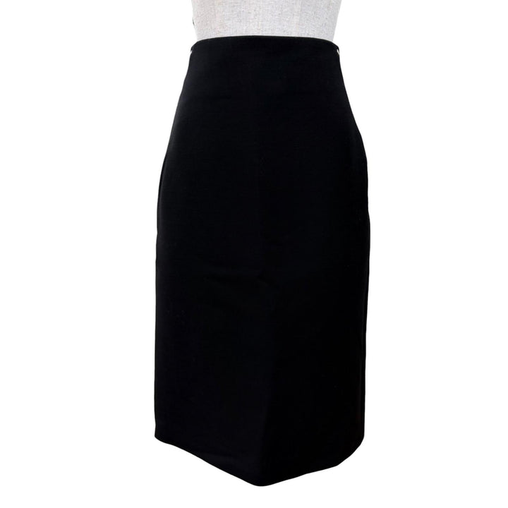 Excellent HERMES Tight Skirt Serie Metal Knee-Length black wool 40 3H0316DX