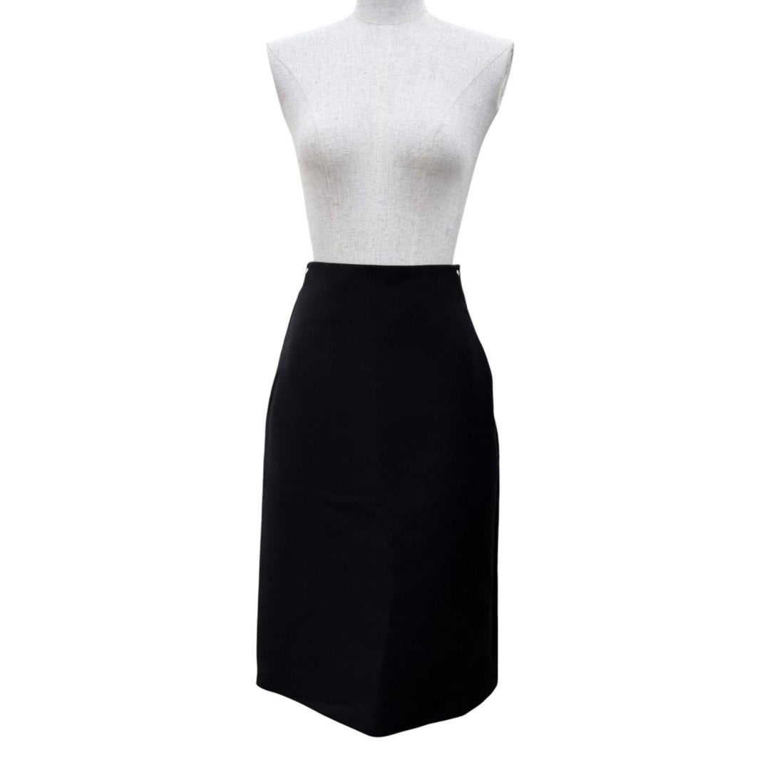 Excellent HERMES Tight Skirt Serie Metal Knee-Length black wool 40 3H0316DX