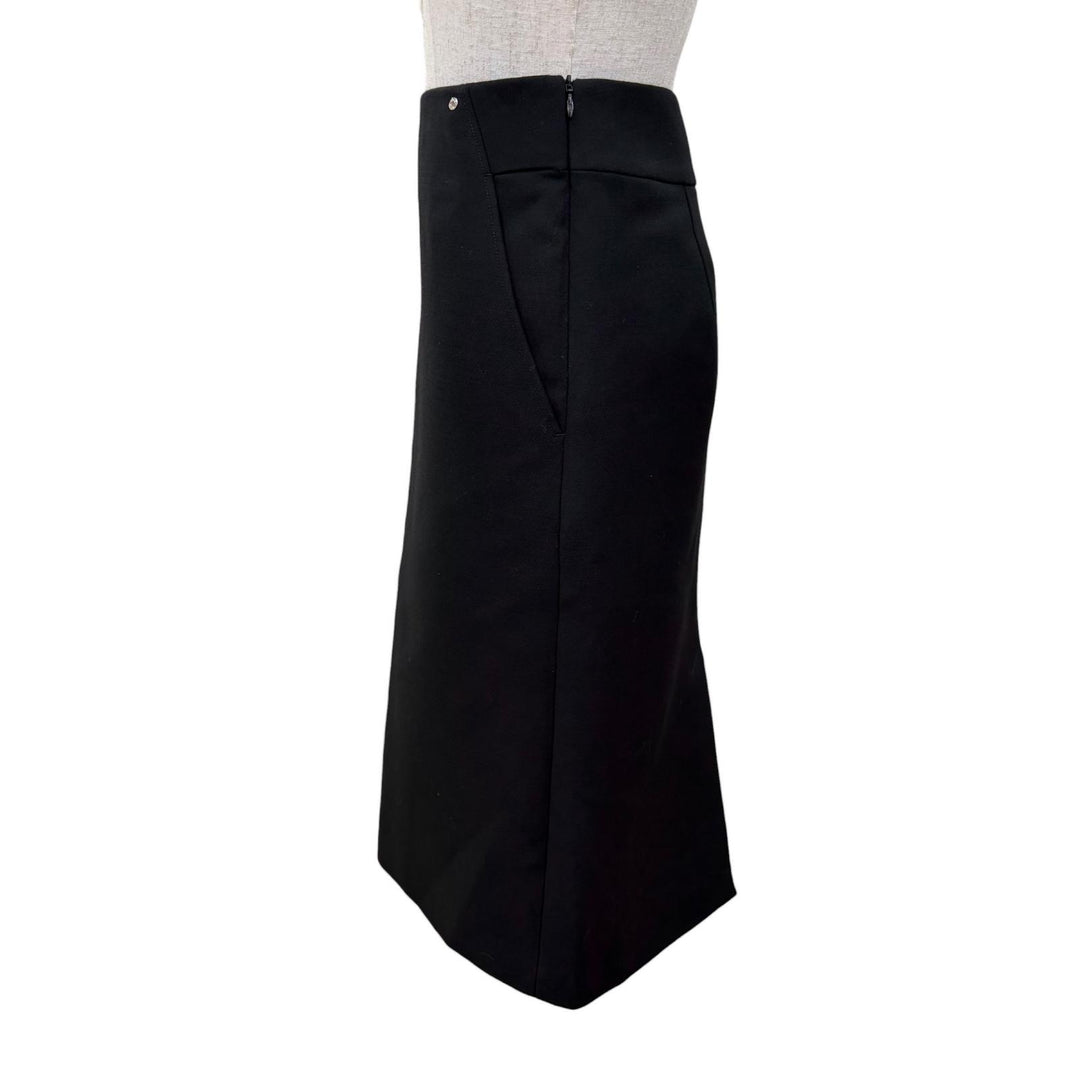 Excellent HERMES Tight Skirt Serie Metal Knee-Length black wool 40 3H0316DX