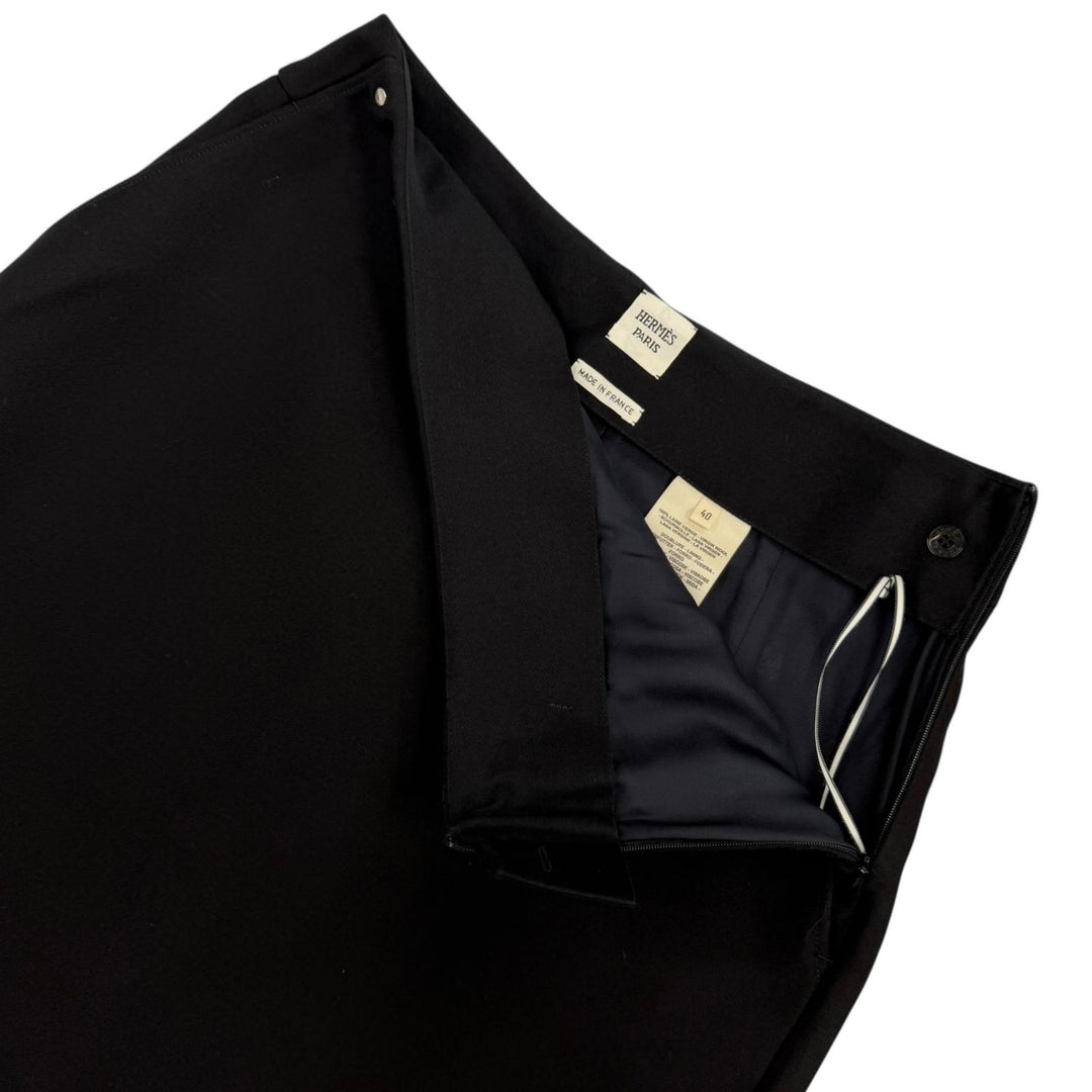 Excellent HERMES Tight Skirt Serie Metal Knee-Length black wool 40 3H0316DX