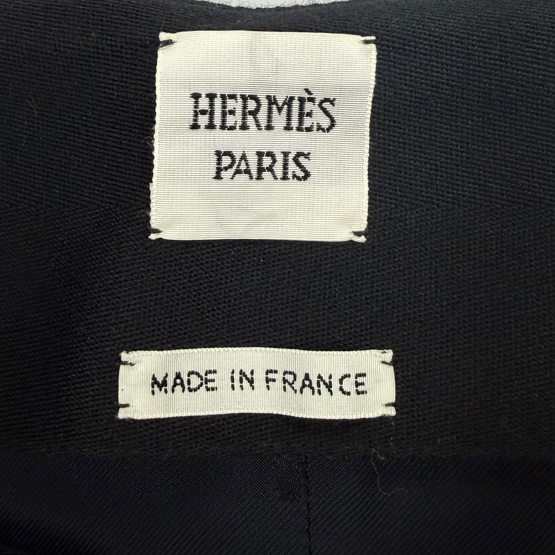 Excellent HERMES Tight Skirt Serie Metal Knee-Length black wool 40 3H0316DX