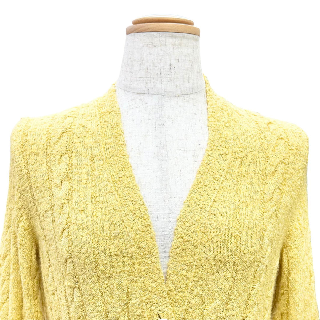 Excellent CHANEL cardigan Lion Button Belted V-Neck Long Sleeve Knit Top 34