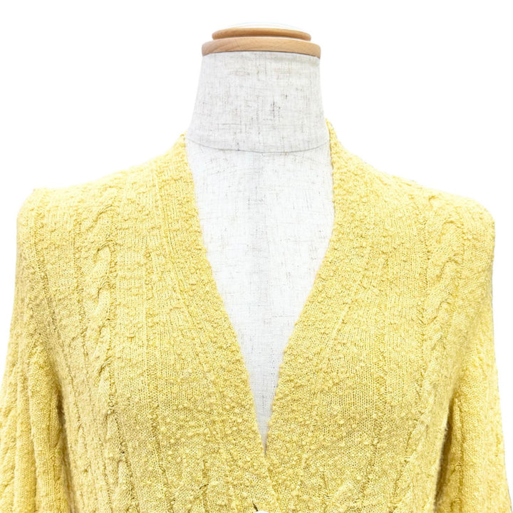 Excellent CHANEL cardigan Lion Button Belted V-Neck Long Sleeve Knit Top 34