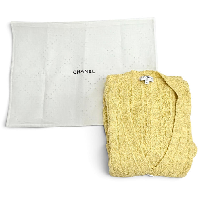 Excellent CHANEL cardigan Lion Button Belted V-Neck Long Sleeve Knit Top 34
