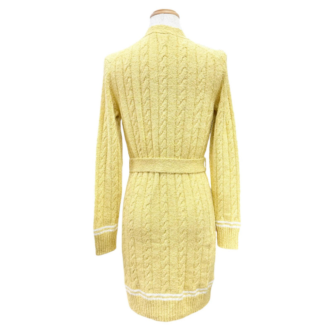 Excellent CHANEL cardigan Lion Button Belted V-Neck Long Sleeve Knit Top 34