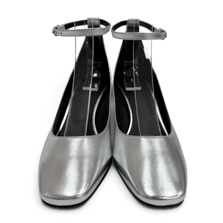 Pristine HERMES pumps Girly 60 Chaine d'Ancre Heel Ankle Strap Silver 36.5