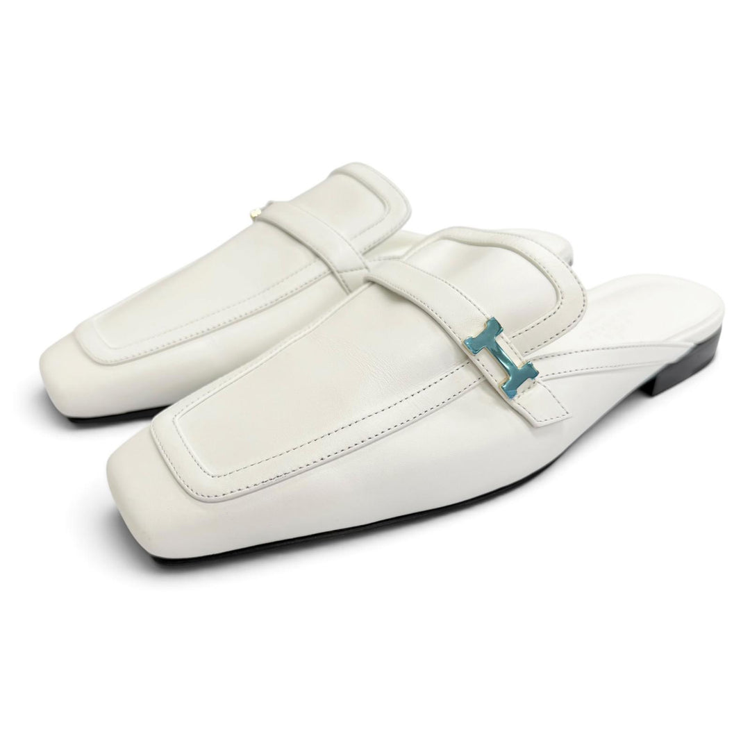 Pristine HERMES Mule Groupie H logo buckle, square toe, leather. 35.5 231055Z