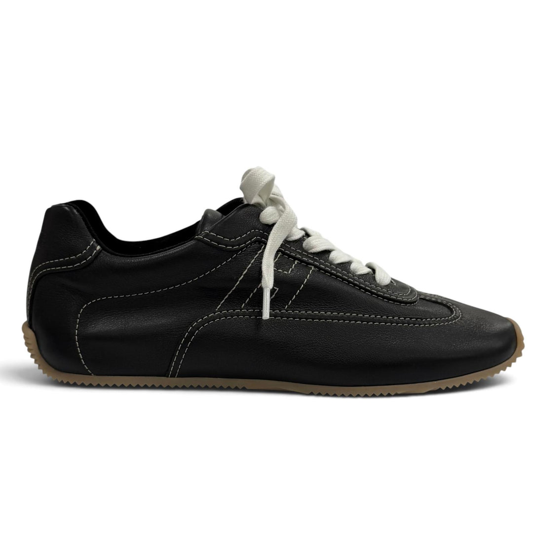 Pristine HERMES sneakers Master H logo lace-up leather black leather Women 36.5