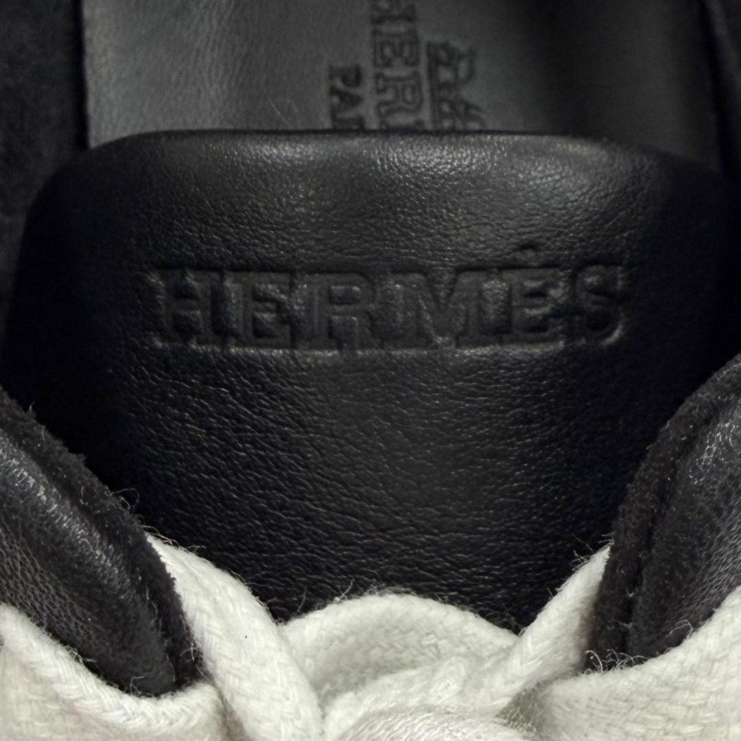Pristine HERMES sneakers Master H logo lace-up leather black leather Women 36.5