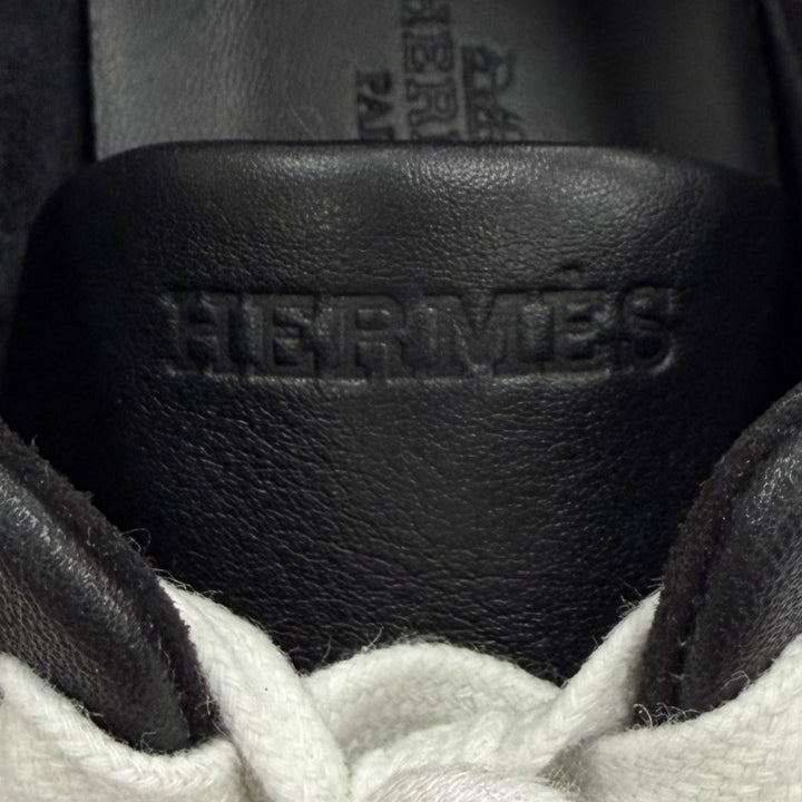 Pristine HERMES sneakers Master H logo lace-up leather black leather Women 36.5