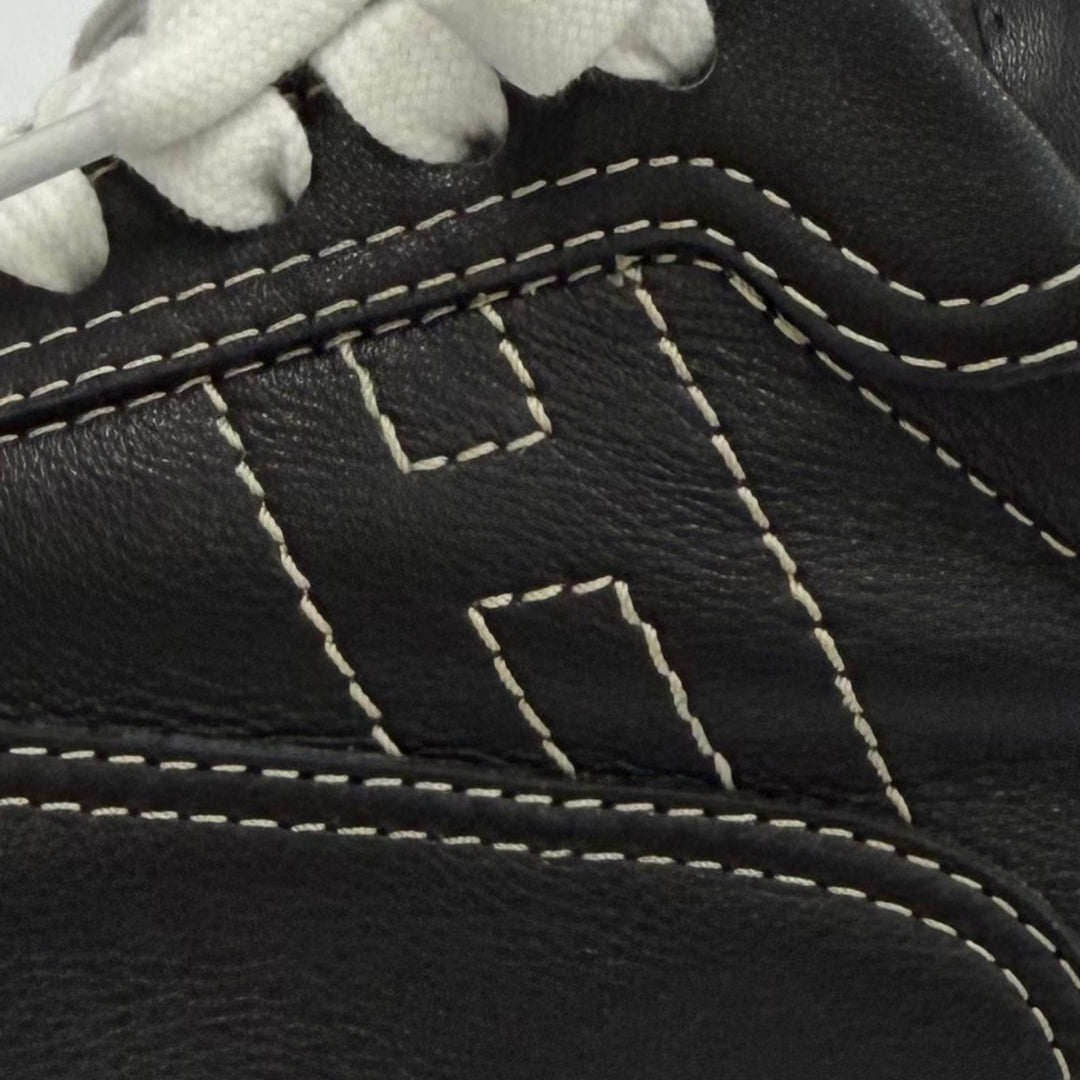Pristine HERMES sneakers Master H logo lace-up leather black leather Women 36.5