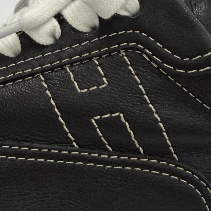 Pristine HERMES sneakers Master H logo lace-up leather black leather Women 36.5
