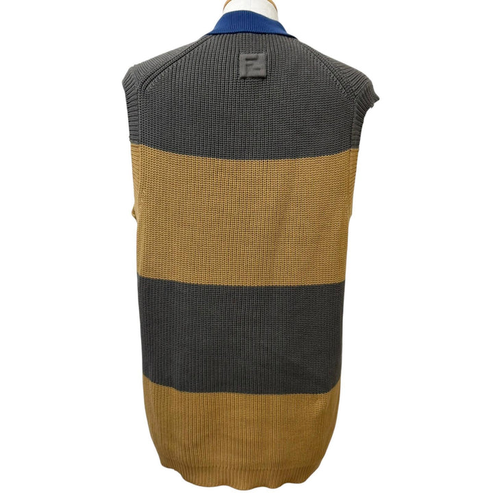 Excellent FENDI Best Icon Sleeveless Knit Polo Shirt Brown cotton