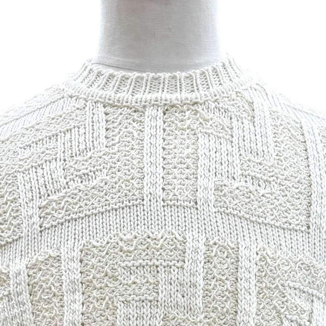Pristine FENDI sweater FF logo knit white cotton mens 46 FZ091 AR82
