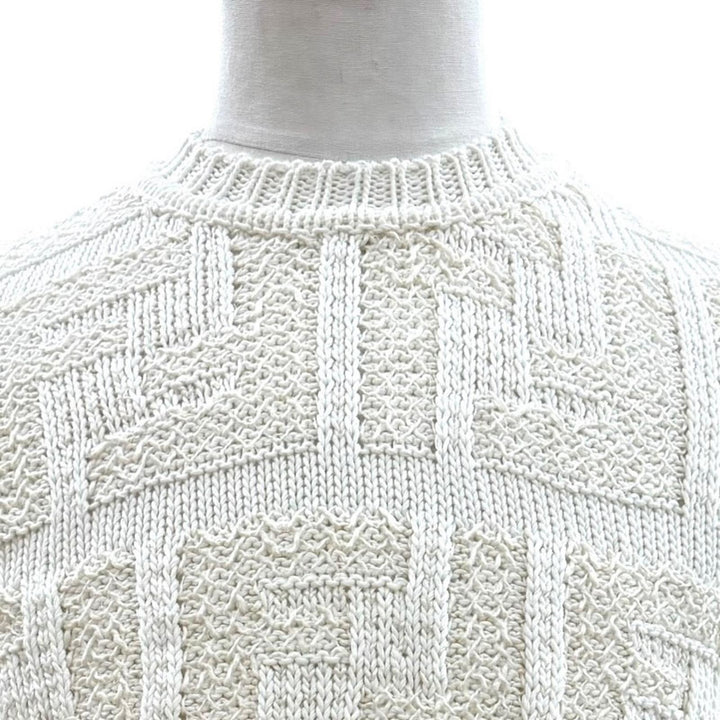 Pristine FENDI sweater FF logo knit white cotton mens 46 FZ091 AR82