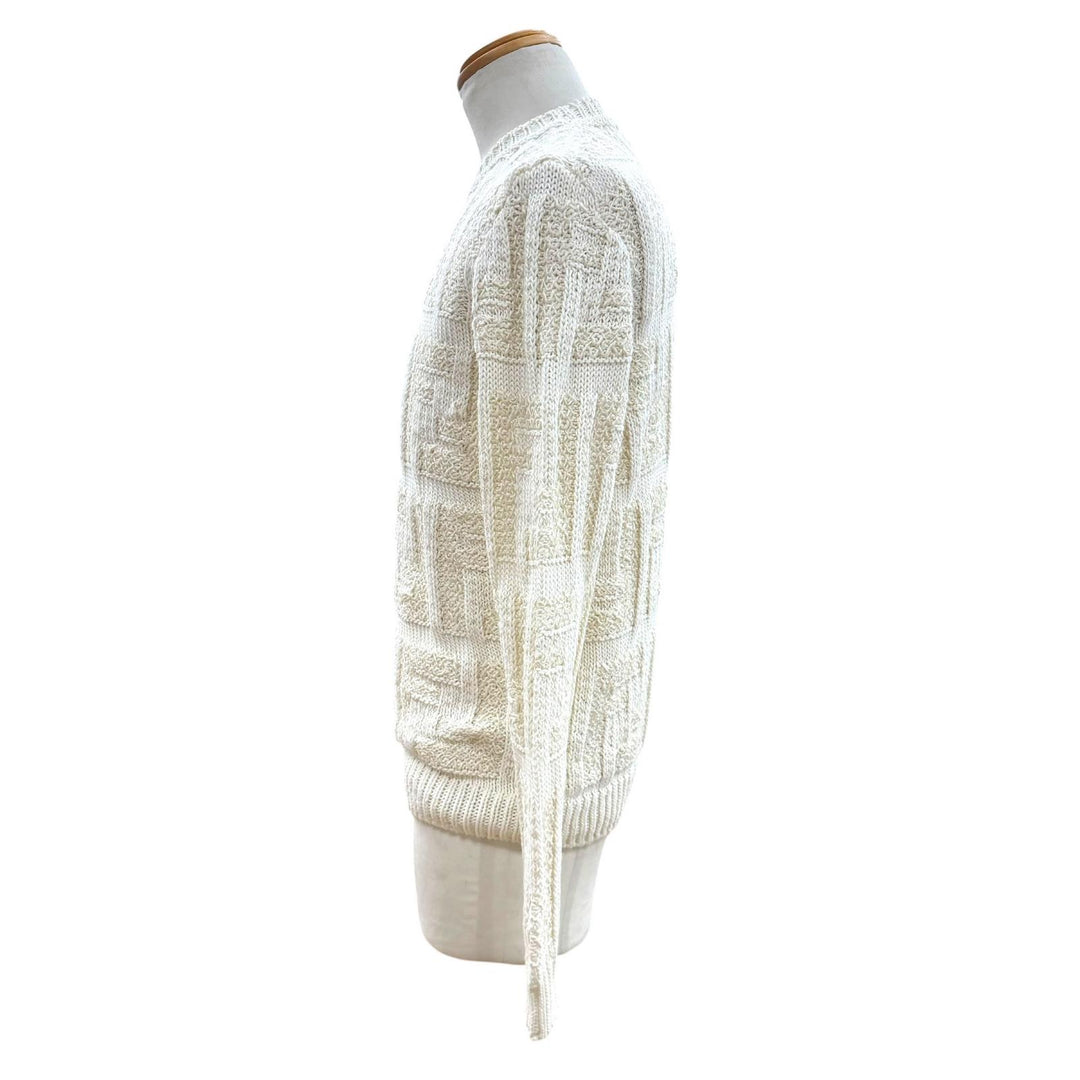 Pristine FENDI sweater FF logo knit white cotton mens 46 FZ091 AR82