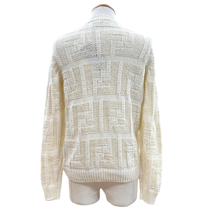 Pristine FENDI sweater FF logo knit white cotton mens 46 FZ091 AR82