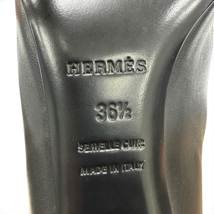 Great HERMES Knee-high boots Story 70 Kelly buckle chunky heel leather 36.5
