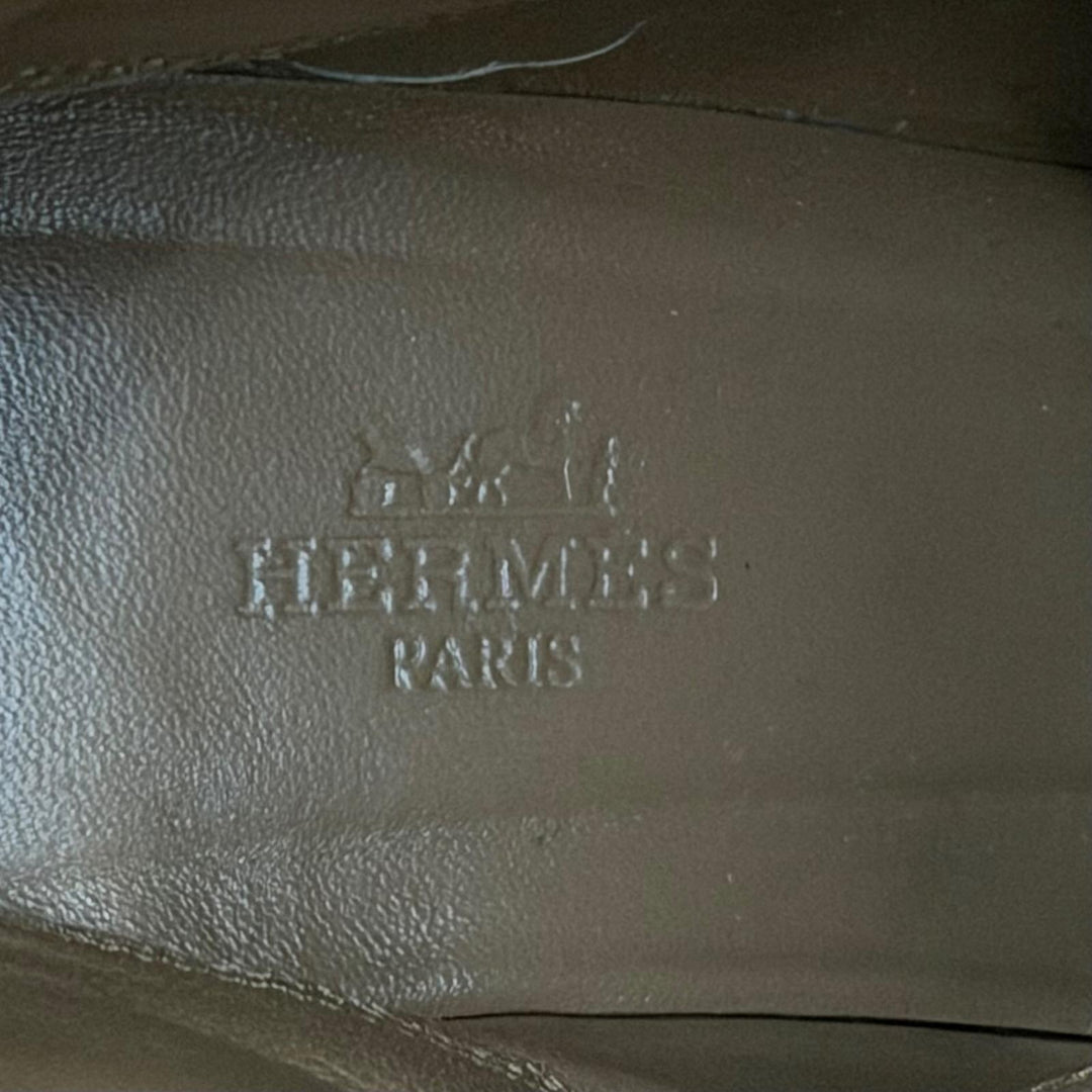 Great HERMES Knee-high boots Story 70 Kelly buckle chunky heel leather 36.5