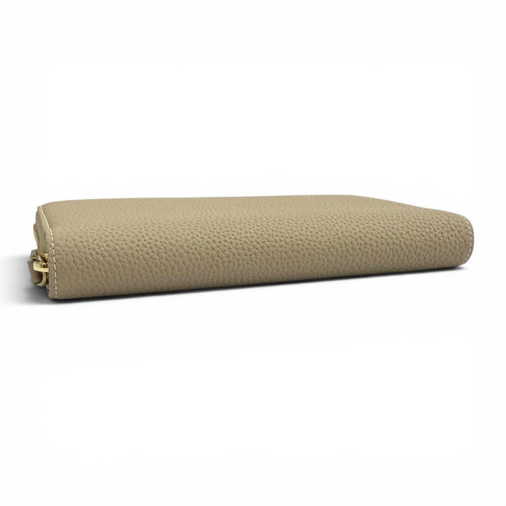 Pristine BONAVENTURA Purse Round Zip Shrink Leather Long Wallet shrink leather