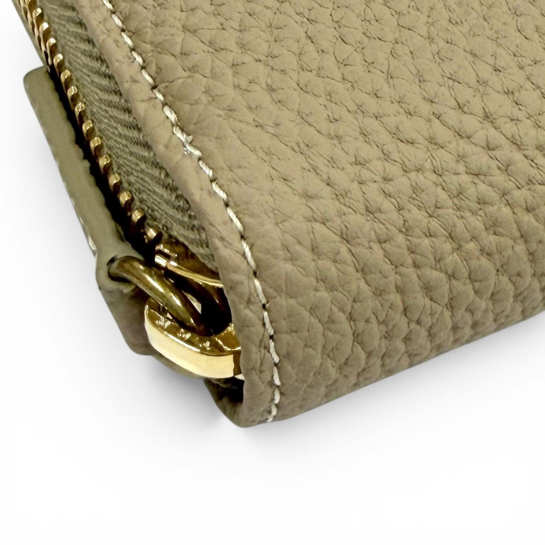 Pristine BONAVENTURA Purse Round Zip Shrink Leather Long Wallet shrink leather