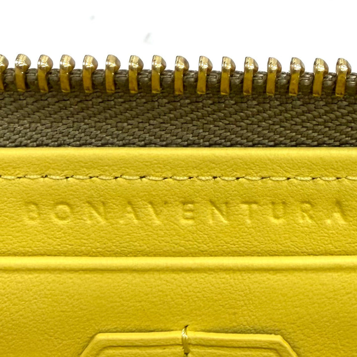 Pristine BONAVENTURA Purse Round Zip Shrink Leather Long Wallet shrink leather