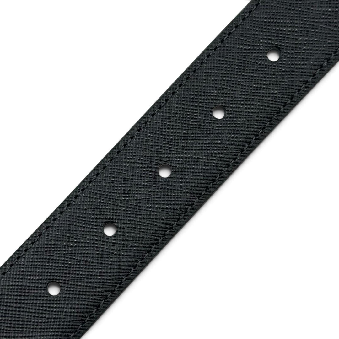 Excellent PRADA belt TriangleWith logo black Safiano leather mens 42 2CC672
