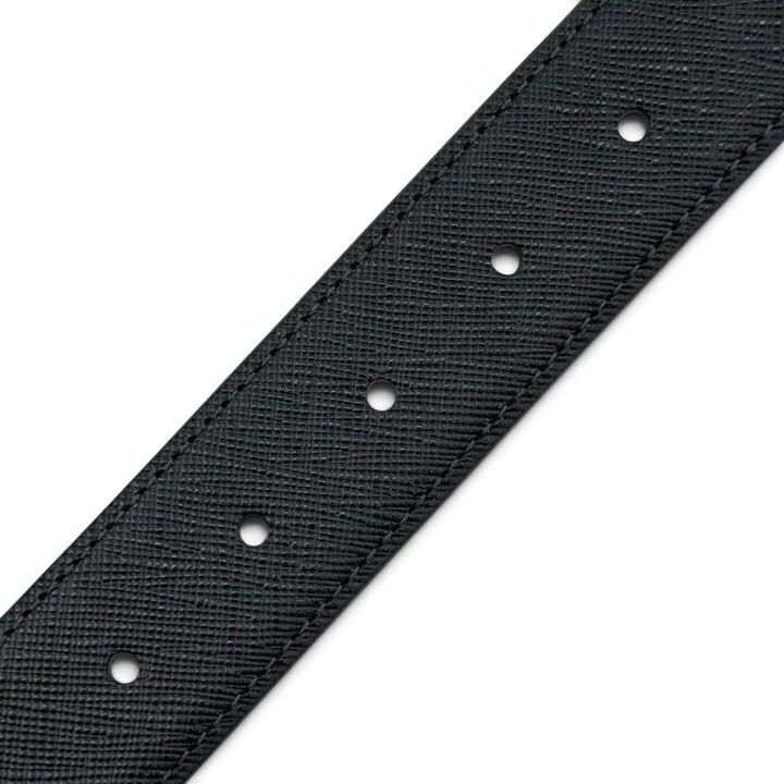 Excellent PRADA belt TriangleWith logo black Safiano leather mens 42 2CC672