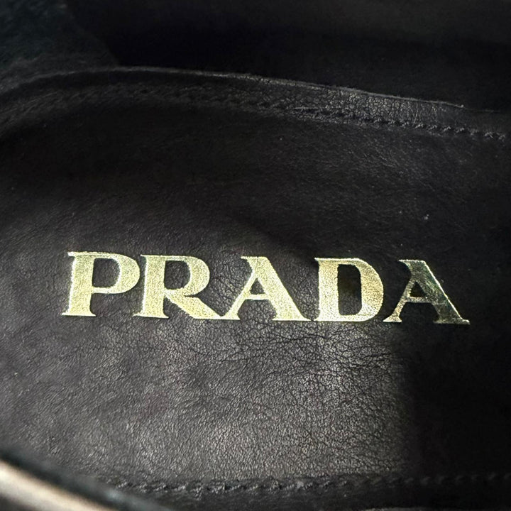 Excellent PRADA Leather shoes Air sole wingtip full brogue Silver leather mens