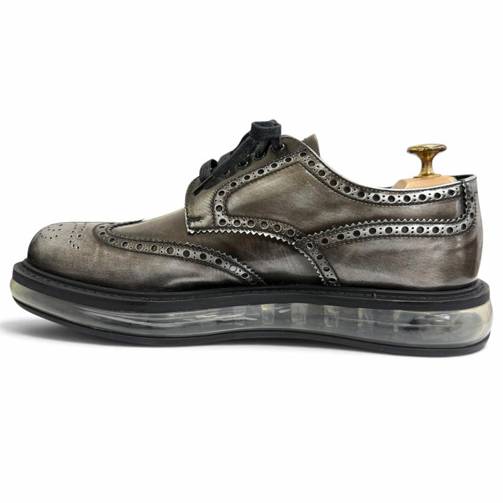 Excellent PRADA Leather shoes Air sole wingtip full brogue Silver leather mens
