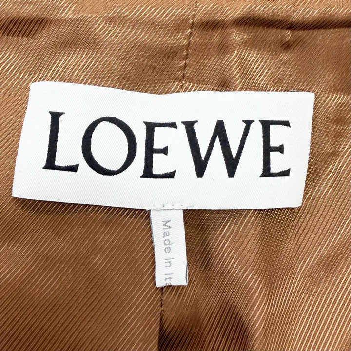 Excellent LOEWE Jacket Anagram Leather Patch Hooded Blouson Camel wool