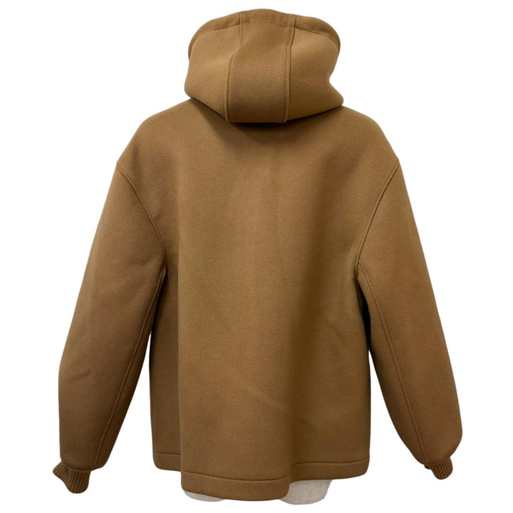 Excellent LOEWE Jacket Anagram Leather Patch Hooded Blouson Camel wool