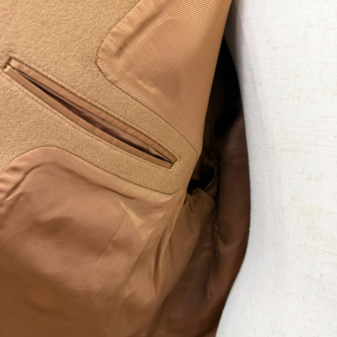 Excellent LOEWE Jacket Anagram Leather Patch Hooded Blouson Camel wool