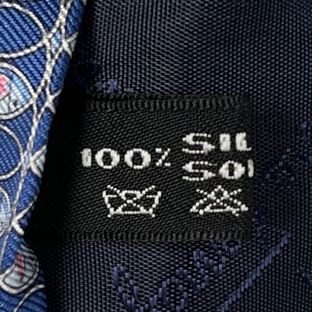 Pristine Salvatore Ferragamo tie Fish pattern blue silk mens