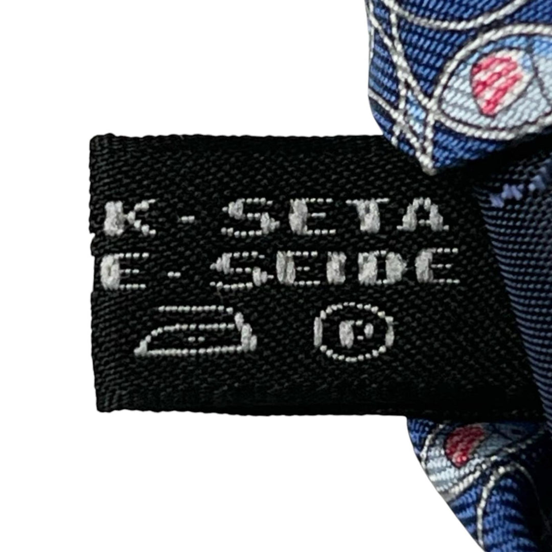 Pristine Salvatore Ferragamo tie Fish pattern blue silk mens