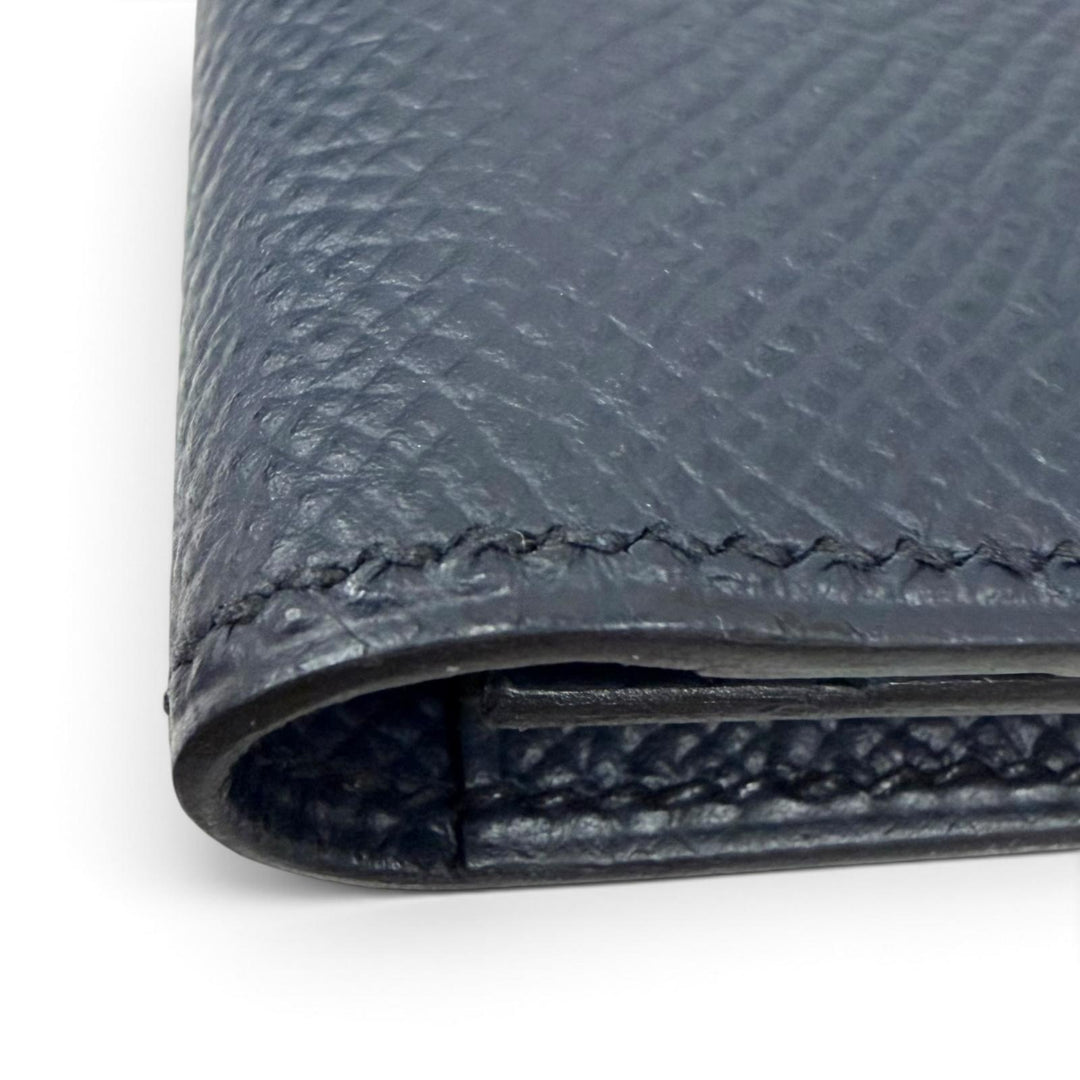 Excellent HERMES Bifold Wallet MC2 Fleming Purse Navy Epsom Leather mens