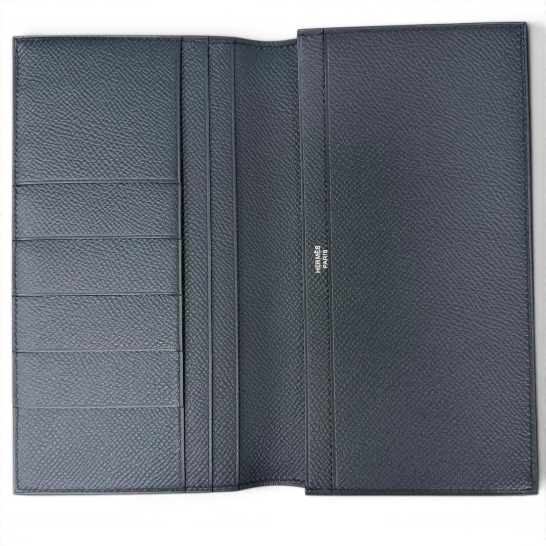 Excellent HERMES Bifold Wallet MC2 Fleming Purse Navy Epsom Leather mens