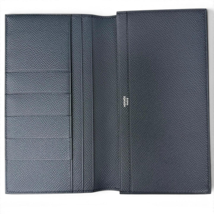 Excellent HERMES Bifold Wallet MC2 Fleming Purse Navy Epsom Leather mens