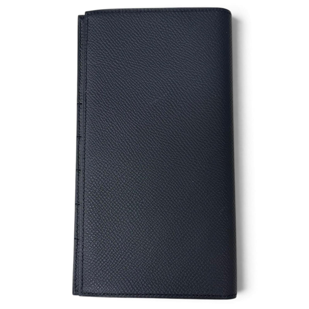 Excellent HERMES Bifold Wallet MC2 Fleming Purse Navy Epsom Leather mens