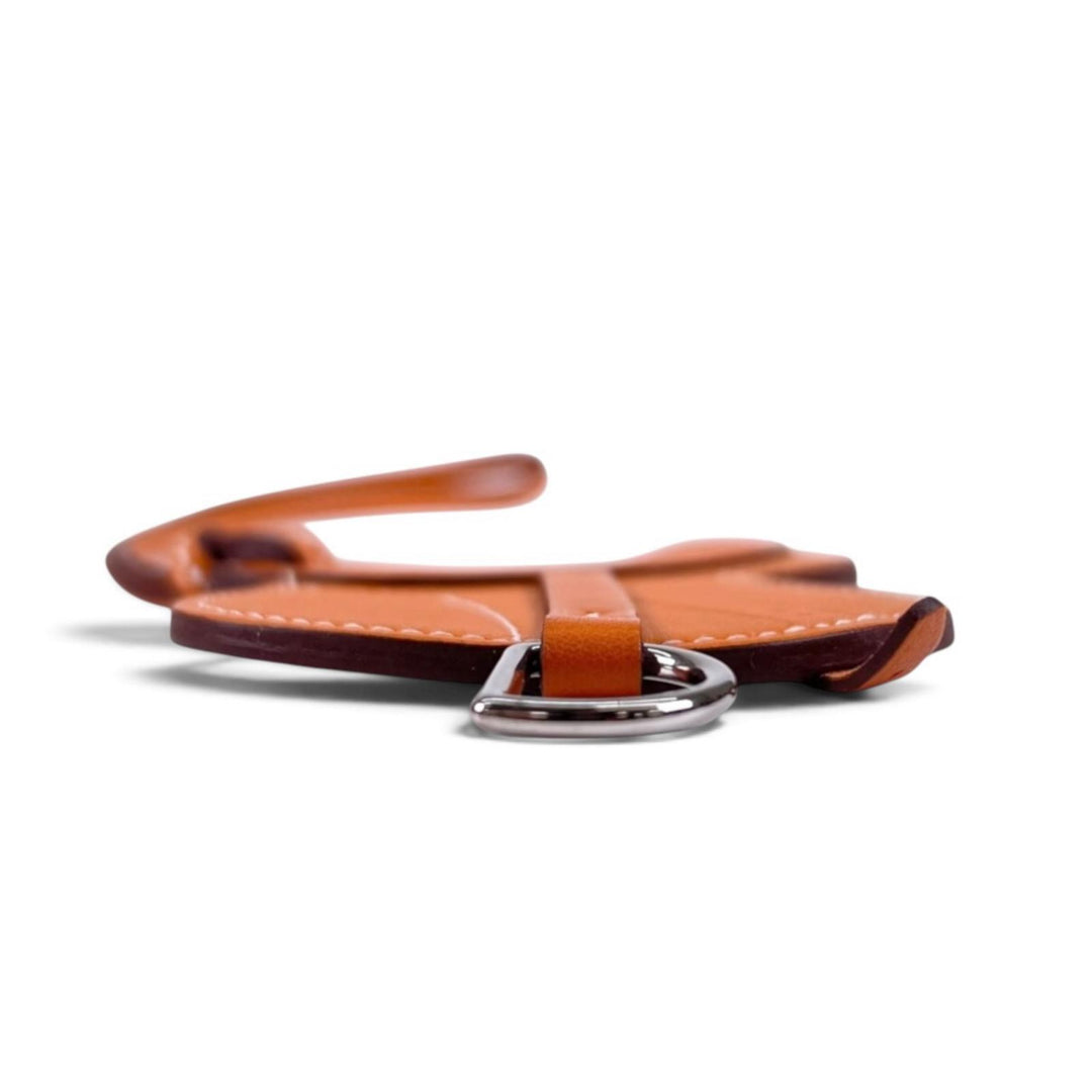 Pristine HERMES charm PaddockSelle Orange Vaux Swift Leather Women