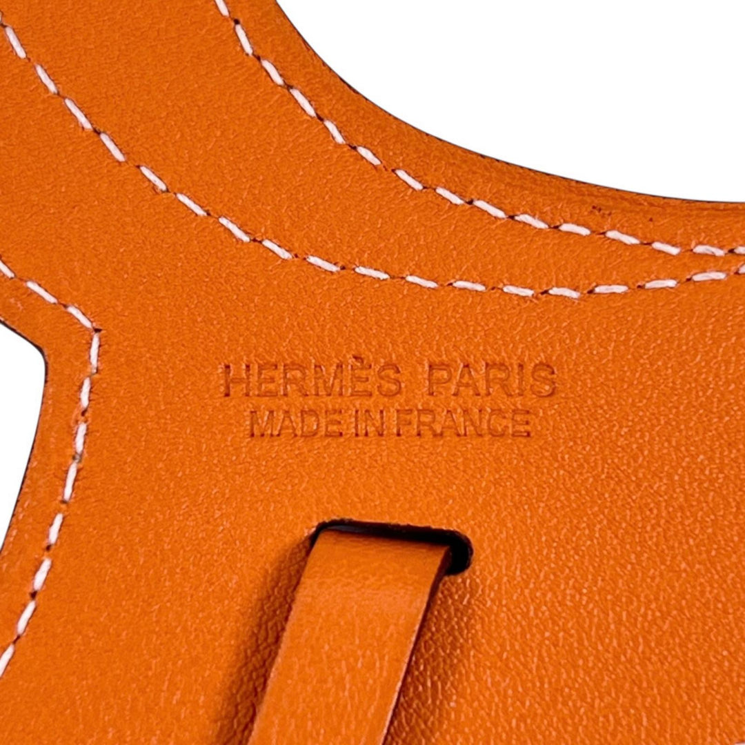 Pristine HERMES charm PaddockSelle Orange Vaux Swift Leather Women