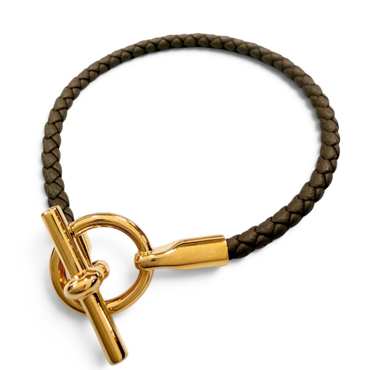 Excellent HERMES bracelet Grenan Brown leather Women