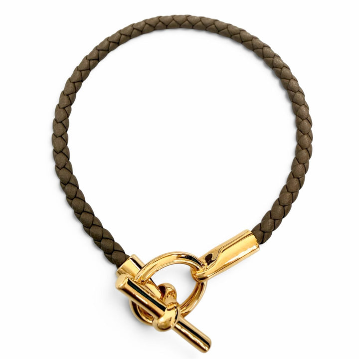 Excellent HERMES bracelet Grenan Brown leather Women