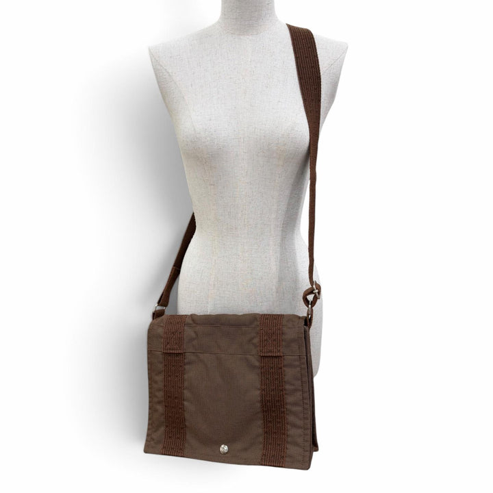 Excellent HERMES Shoulder Bag Bassus PM Serie Metal Brown polyamide Women