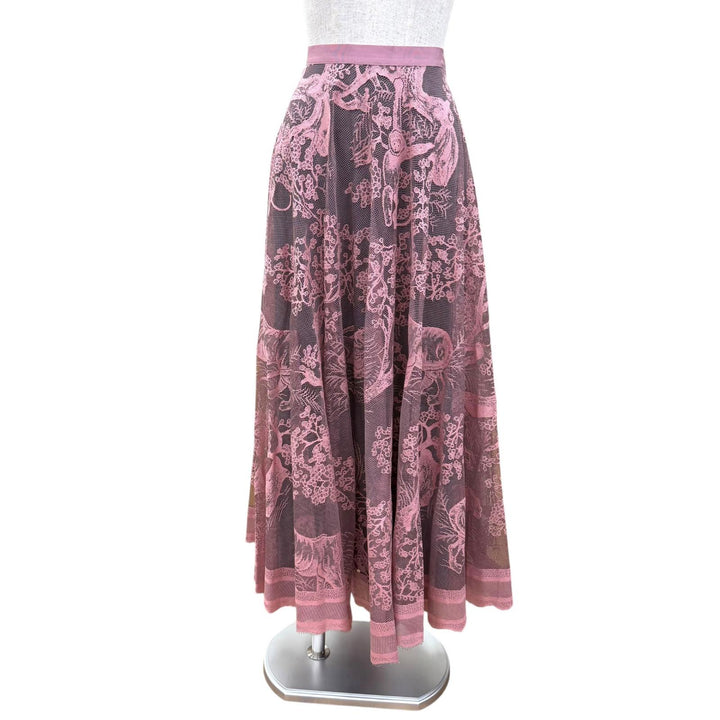 Excellent Christian Dior Lace Dioliviera midi skirt pink Women 44 341J52A8610
