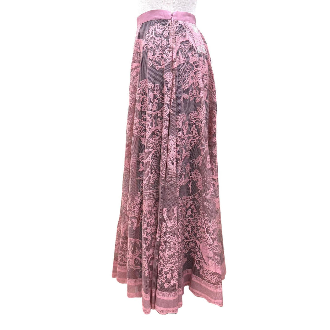 Excellent Christian Dior Lace Dioliviera midi skirt pink Women 44 341J52A8610