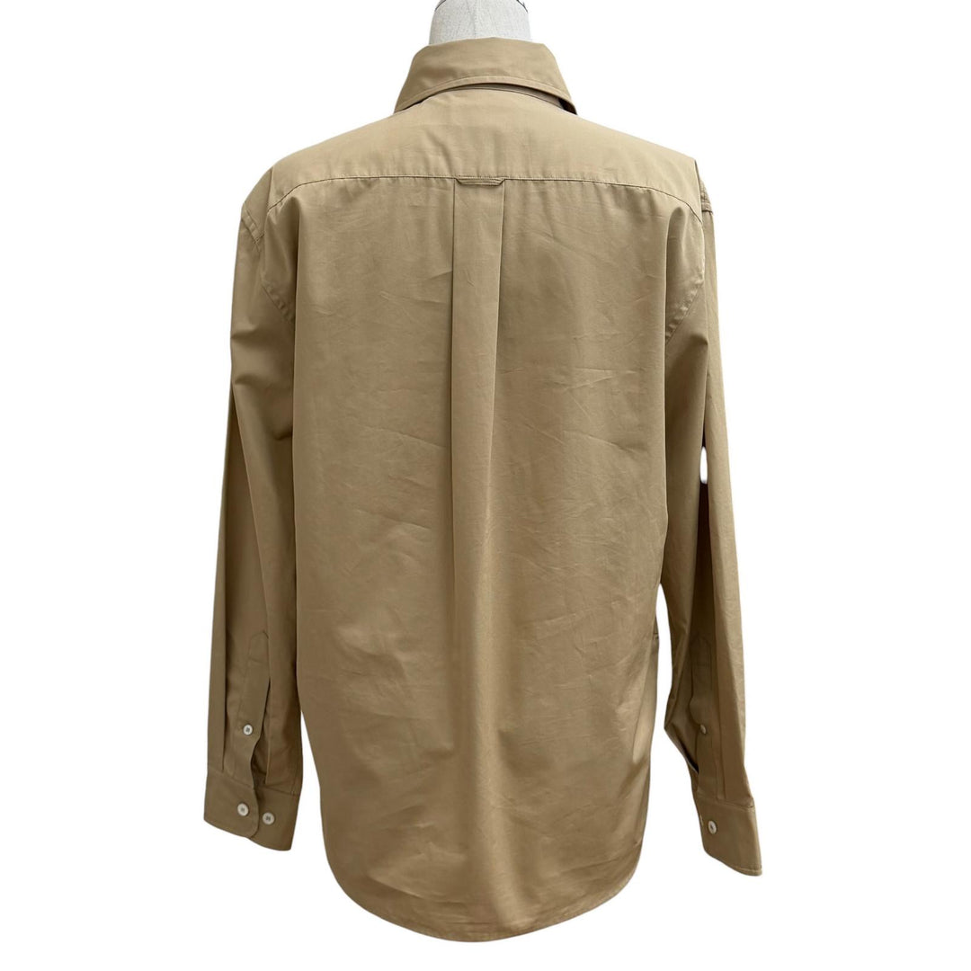Excellent MIUMIU Long sleeve shirt Plain with logo patch beige cotton 38 MK1727